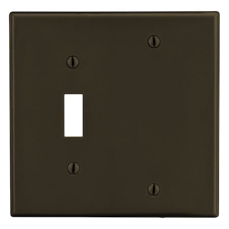 Hubbell Wiring Device-Kellems Wallplate, 2-Gang, 1) Toggle 1) Blank, Brown P113